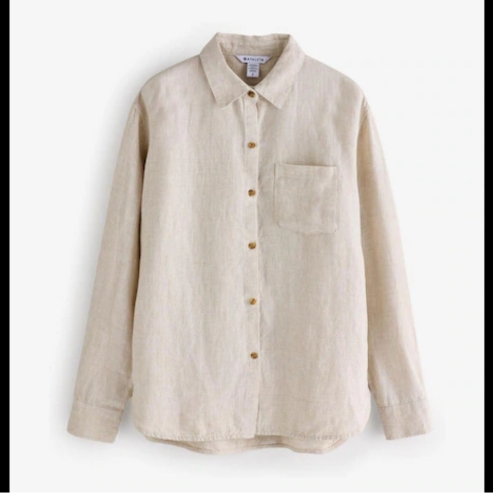 Athleta Beige Retreat Linen Shirts